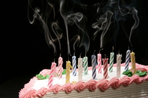 blown out candles on a birthday cake