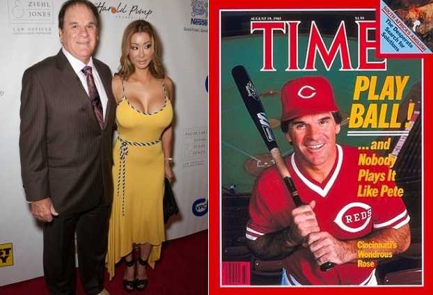 Pete Rose now, with his Playboy model wife (he calls his marriage "Tits and Hits"), and as a player, when the fact that he was a low-life didn't seem to matter.