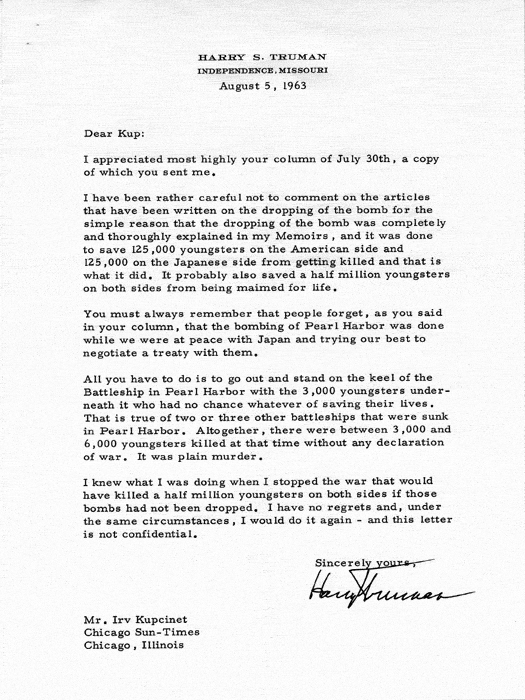 Truman letter