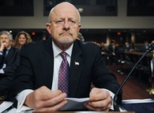 NSA head James Clapper testifying, forgetting, speaking in code, misleading or lying. Something. Whatever.