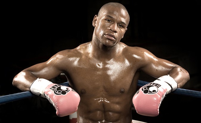 Floyd uses the pink gloves on his girl friends...