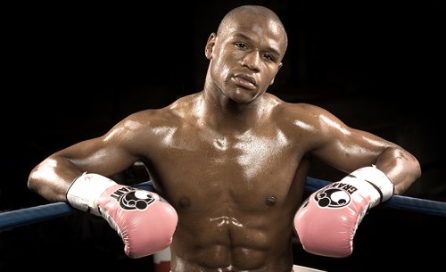 Floyd uses the pink gloves on his girl friends...