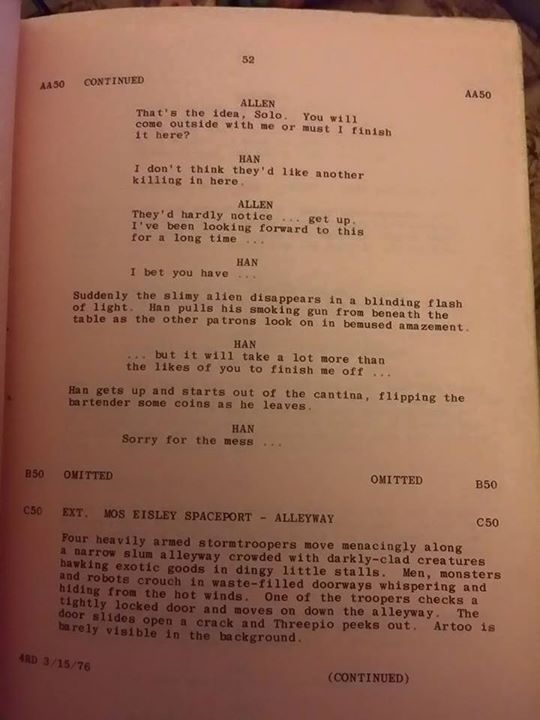 Star Wars Bar Script