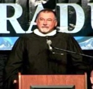 Principle Stenner giving David McCullough's speech. You can't see that his pants are on fire from this angle...