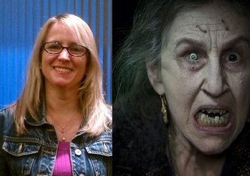 (L) Auntie Jenn in her "Loving Aunt" disguise, and (R), my best guess at what she looks like without it...