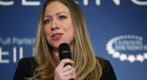 NEW YORK, NY - APRIL 17: Chelsea Clinton speaks at the Clinton Foundation's No Ceilings: The Full Participation Project at the Lower Eastside Girls Club on April 17, 2014 in New York City. Sharing the stage with her mother Secretary Hillary Rodham Clinton, the project is the first in a series of live and virtual dialogues designed to hear directly from girls and women, men and boys about their hopes  and fears for the future. The event, which took live questions from schools around the country, is working to advance progress for women and girls around the world.  (Photo by Spencer Platt/Getty Images)