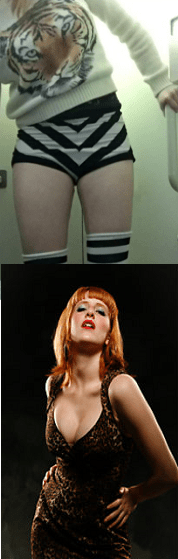 Maggie flying (above) and performing (below)