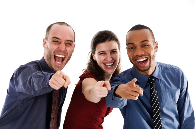 pointing and laughing