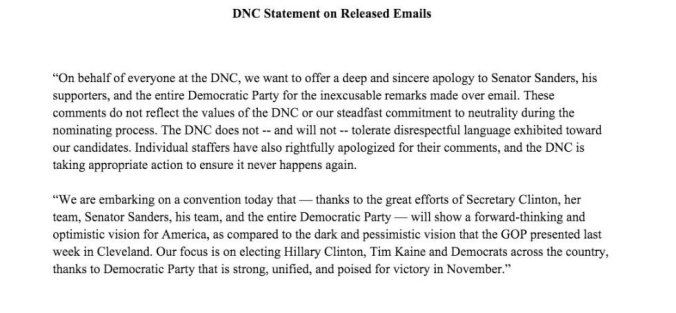DNC apology