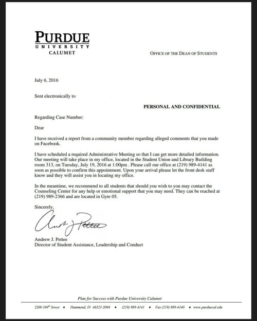 Perdue letter