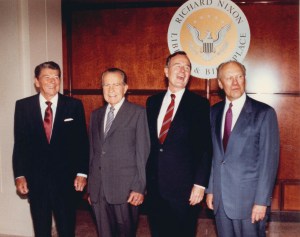 Pop Quiz: Who is missing from this picture from the dedication of the Nixon Library in 1990, and why?