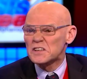 I swear, I didn't pick this photo to make James Carville look crazy or nasty. This is really what he looked like today...