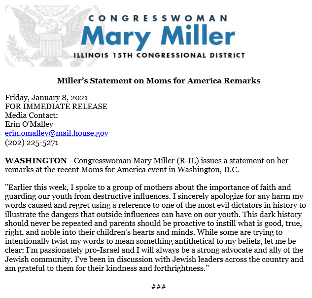 Miller apology