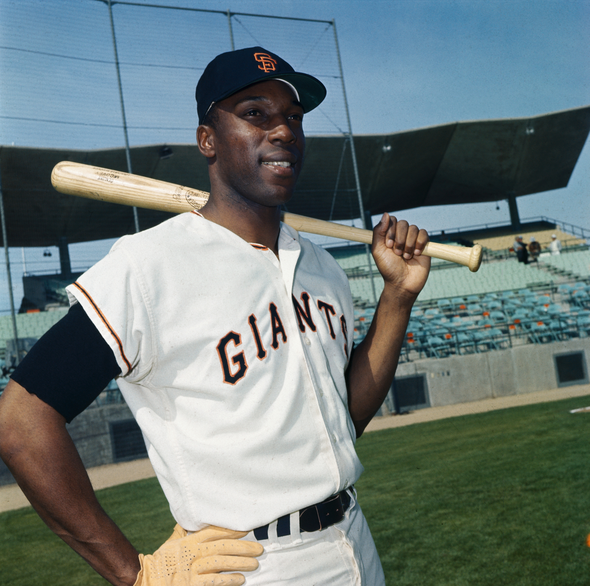 Willie McCovey Holding Baseball Bat